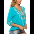 thumbnail image 4 of Blusas Mexicanas para Mujer, Camisas Bordadas, Ropa Hippie, Túnicas de Fiesta, Blusas Bohemias Campesinas de Talla Grande. Azul XXL, 4 of 6