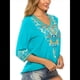 thumbnail image 4 of Blusas Mexicanas para Mujer, Camisas Bordadas, Ropa Hippie, Túnicas de Fiesta, Blusas Bohemias Campesinas de Talla Grande. Azul 5XL, 4 of 6