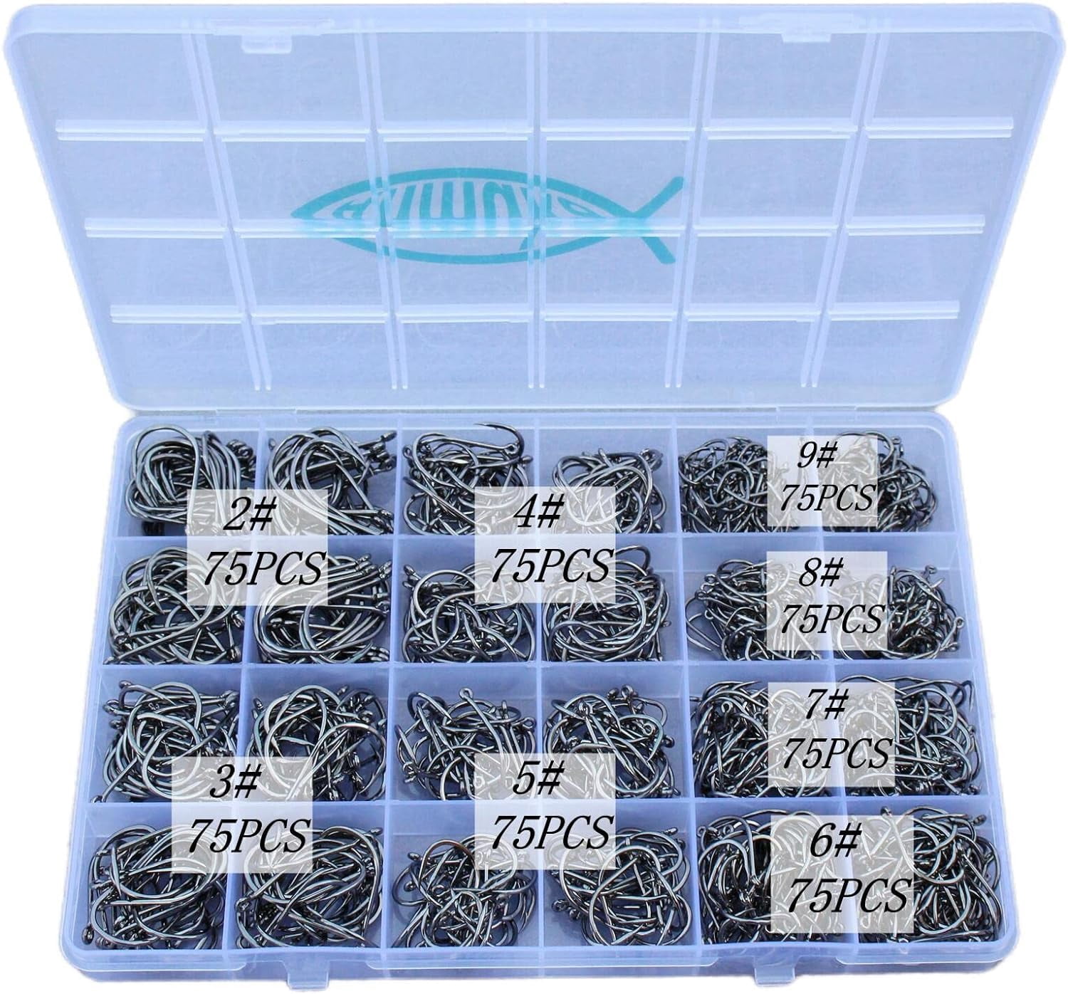 Fishing Hooks Freshwater Saltwater Fish Hooks Bulk Fishing Hooks Set 600PCS Worm Catfish Hooks Fish Gear Equipment Supplies
