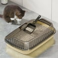 thumbnail image 3 of Cat Litter Box Pet Litter Tray Heighten Portable Semi Closed Splashproof Cat Toilet Kitten Toilet for Small Pets Indoor Cats,Light yellow, 3 of 6