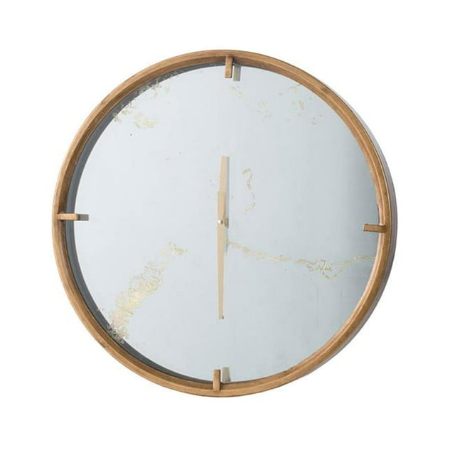 HomeRoots 401313 Horloge Murale Ronde Moderne Minimaliste 20 Po. Or & Miroir