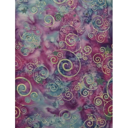 Dyed Batik - Bali Hand Dyed Huckleberry Swirls Batik P2064-346 Cotton Fabric, by Hoffman