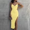 thumbnail image 2 of Dyegold Sundresses for Women Casual Beach - Maxi Dress for Women V Neck Sleeveless High Split Sexy Bodycon Slim Fit Spaghetti Strap Long Wedding Guest ​​Dress, 2 of 6