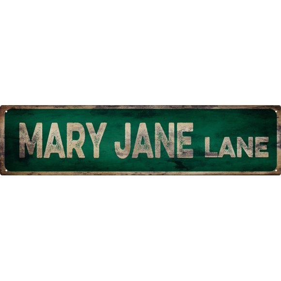 Letrero De Estaño Vintage De Metal Retro Mary Jane Lane, Elegantes Placas De Arte De Pared Para Decoración Del Hogar, Baño, Cocina, Casa Y Decoración De Pared Gótica O Como Un Póster Único De 16.0 X 4