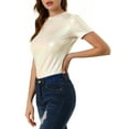 thumbnail image 4 of INSPIRE CHIC Women's Party Metallic Textured Short Sleeve Shiny Multi Color Tops, 4 of 7