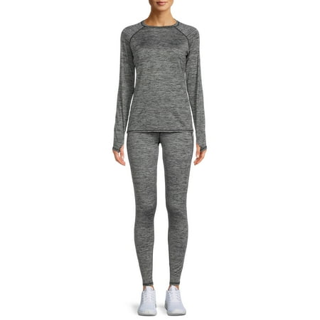 

ClimateRight by Cuddl Duds Women s Plush Warmth Base Layer Thermal Top and Leggings 2-Piece Set