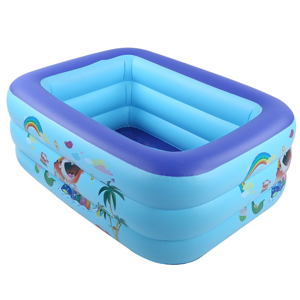 Rewera 125x95x48cm 3‑Circle Portable Home Garden Courtyard Inflatable Swimming Pool for Children Kid