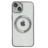 TECH CIRCLE Magnetic Clear Case for iPhone 16 Plus with Camera Lens Protector Plating Luxury Case Compatible with MagSafe Soft TPU Shockproof Protective Phone Case for 16 Pro Max 6.7 Inch,Silver