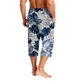 thumbnail image 6 of Mens Swim Trunks Men's Casual Resort Hawaiian Print Drawstring Cropped Capri Pants Summer Beach Swim Trunks with Elastic Waist Quick-Dry Shorts for Vacation Travel Royal Blue S, 6 of 9