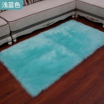 Xiao Hua  Solid Color Plush Table Runner,Faux Sheepskin Decorative Shaggy Dresser Scarf,Not-Slip Desk Pad,Luxury False Fur Dresser Tablecloth- blue 30x30cm(11.81x11.81inch)