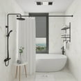 thumbnail image 2 of Naiture 60'' Straight Shower Curtain Rod with Swivel Flange or Bracket, Black Finish, 2 of 10