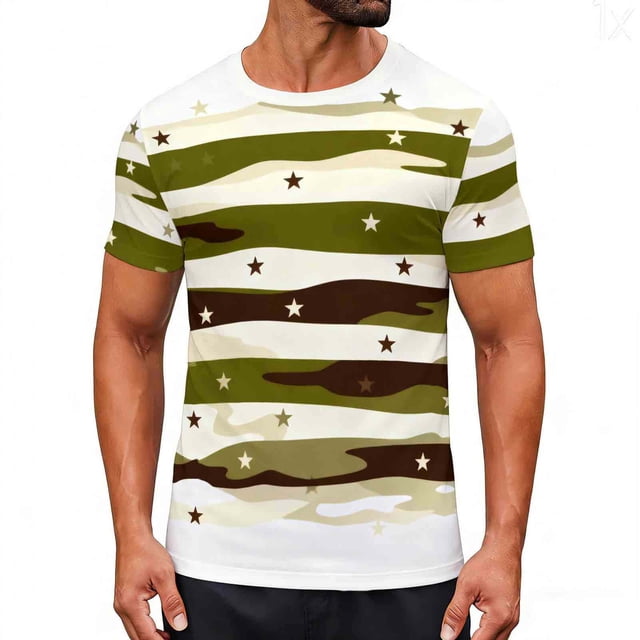 Tops para hombre, blusas y camisas de cuello redondo y manga corta para hombre, blusas y camisas casuales deportivas con estampado de camuflaje divertido para hombre y mujer, blusas vintage de manga c