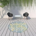thumbnail image 6 of 8' X 8' Ivory And Blue Round Damask Non Skid Indoor Outdoor Area Rug, 6 of 6