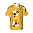 thumbnail image 2 of Goofa Cute Bee Butterfly Yelllow Hawaiian Shirt for Men, Unisex Summer Beach Casual Short Sleeve Button Down Shirts,Aloha Tropical Floral print shirt-Small, 2 of 9