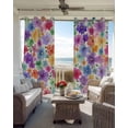 thumbnail image 6 of Colorful Flowers Blackout Curtains for Bedroom Living Room Darkening Curtains 96 Inches Long Spring Farmhouse Watercolor Floral Beige Window Curtain 2 Panels Set Window Treatment Drapes 52"x96", 6 of 9
