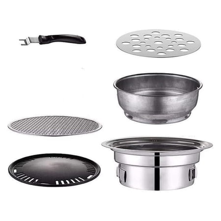 Portable Japanese Korean Style BBQ Table Grill Barbecue Stove Cooker Stainless Steel Charcoal BBQ Grill Outdoor Stove Cooker Camping Fit 1-5 People