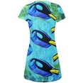 thumbnail image 2 of Blue Tang Fish Tropical Splatter Juniors V-Neck Beach Cover-Up Dress, 2 of 2