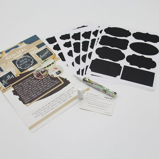 Chalkboard Labels Variety Bundle Saves You Money: 73 Stickers+Erasable White Chalk Marker. BEST Large Reusable Labels+Liquid Chalk Pen