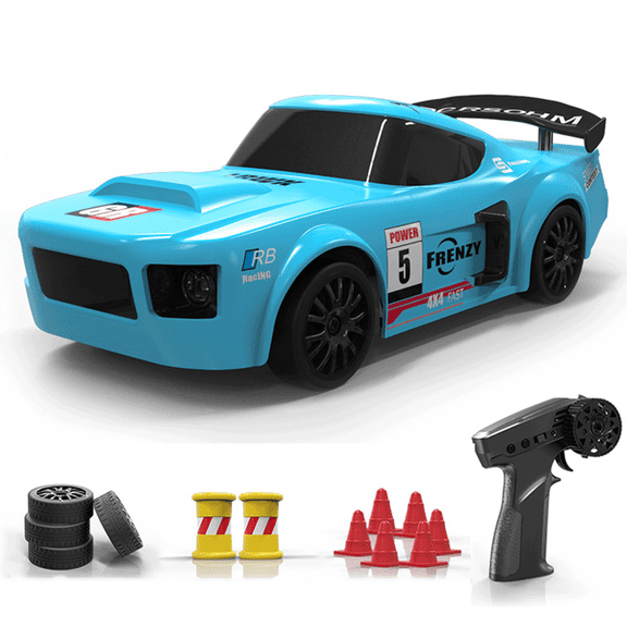 1/24 Scale 4WD RC Drift Car, 15km/h Mini Remote Control Car with Lights, 2.4GHz RTR Racing Car Model with Dual Speed, Full Bearings & Suspension (RTR Version)