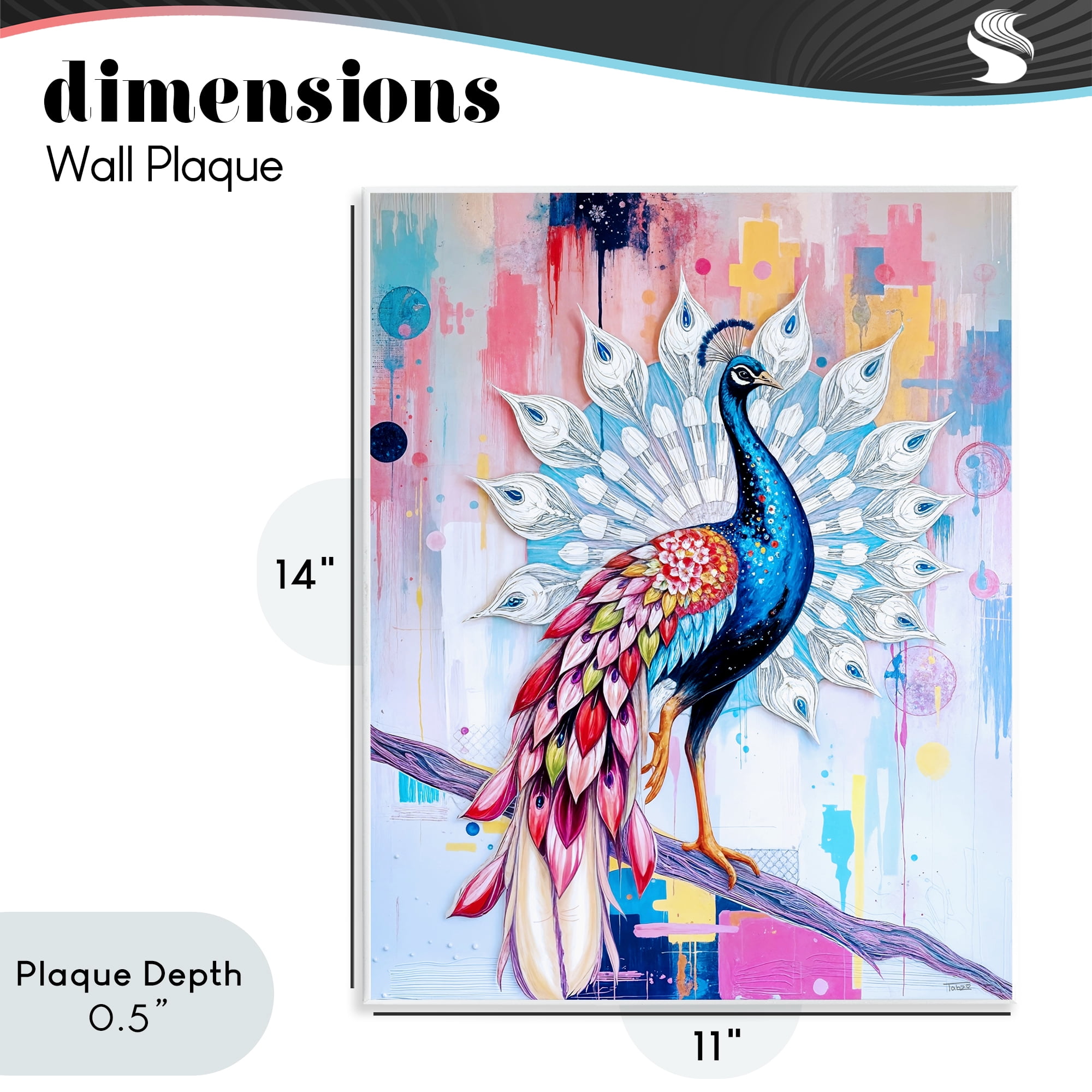 Stupell Industries Radiant Peacock on Branch Wall Plaque Art, design by Tabz Jones
