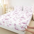 thumbnail image 4 of Feelyou Cartoon Cat Kitten Twin Sheet Sets, Girly Pink Flower Twin Fitted Sheet, Teens Kids Boys Girls Flat Sheet, Breathable Home Decor, 3pcs, 4 of 8