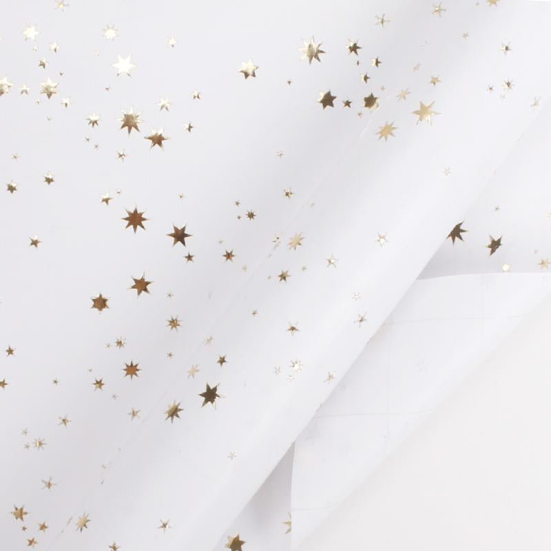 White/Gold "Foil Stars" Wrapping Paper Roll 30inch x 10ft roll
