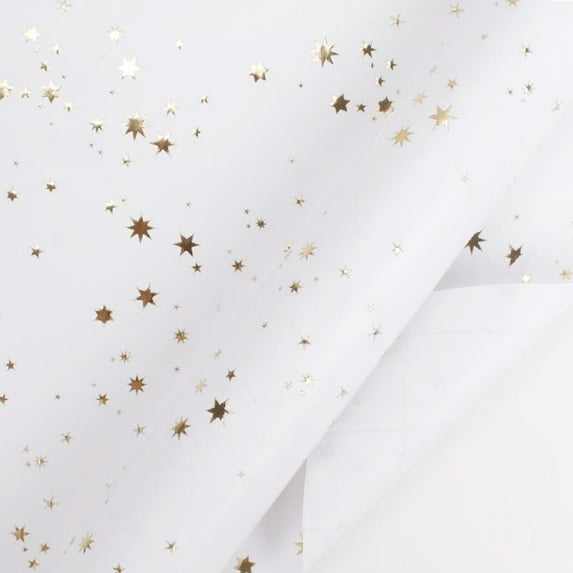 White/Gold "Foil Stars" Wrapping Paper Roll 30inch x 10ft roll