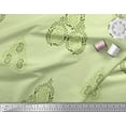 thumbnail image 2 of Soimoi Modal Satin Fabric Leaves & Paisley Block Printed Fabric 1 Yard 42 Inch Wide, 2 of 3