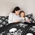 thumbnail image 4 of Homewish Skull Flowers Plaid Full Size Comforter Sets,Gothic Halloween Bedding Comforter Set,Black White,Black Reversible,3-Piece,1 Comforter and 2 Pillowcases, 4 of 7