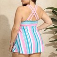 thumbnail image 5 of Women's Plus Size Striped Swimdress and Bottoms Set - US Size XL-6XL, Pink and Teal Stripes, 5 of 5