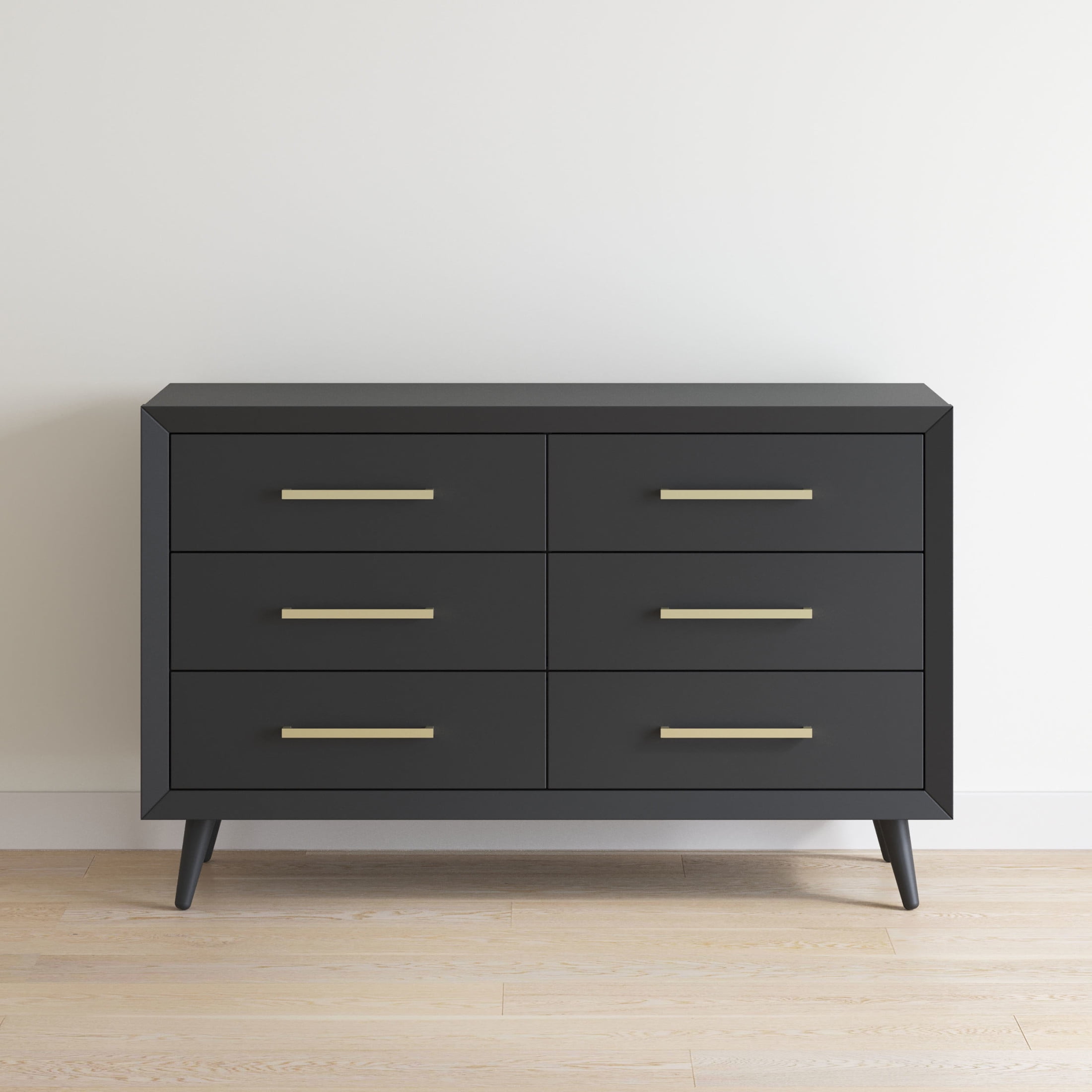 Child Craft Cranbrook Crib and Dresser Nursery Set, 4-in-1 Convertible Crib with 6-Drawer Dresser, Ebony, 2-Piece