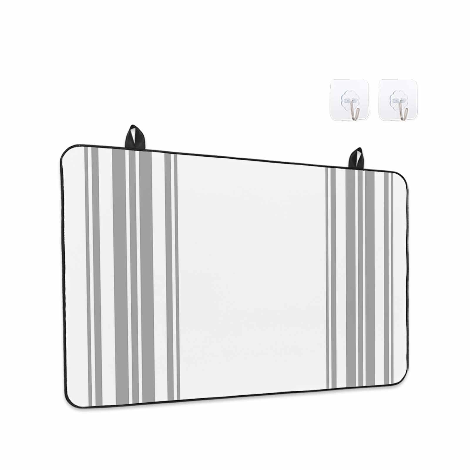 Grey Striped Stove Top Cover for Electric Stove, Heat-proof & Non Slip Glass Top Stove Cover Protector, Modern White Striped Abstract Art Aesthetics Kitchen Flat Cooktop Rubber Mat 28.5x20.5 Inches