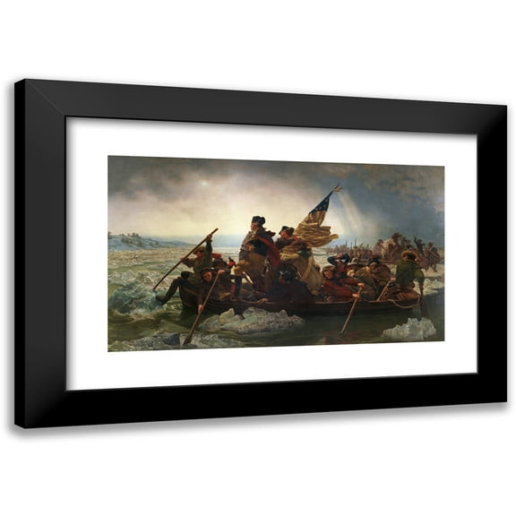 Emanuel Gottlieb Leutze 14x10 Black Modern Framed Museum Art Print Titled - Washington Crossing the Delaware (1851)