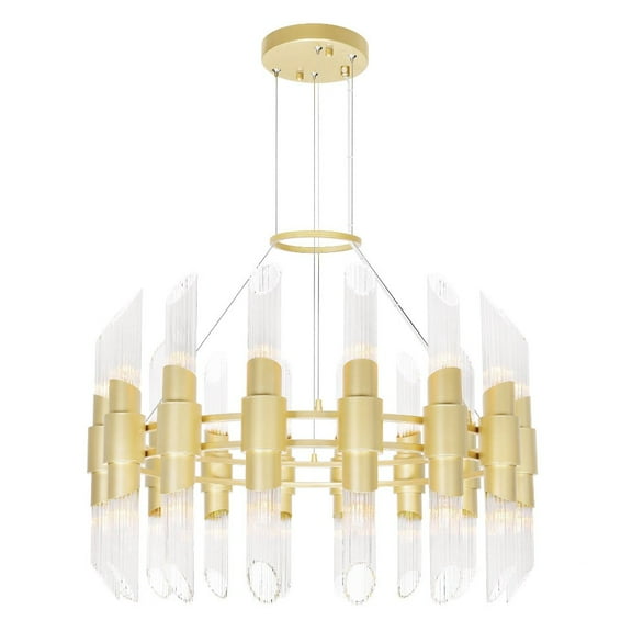 CWI Lighting Croissant32 Light Contemporary Metal Chandelier in Satin Gold