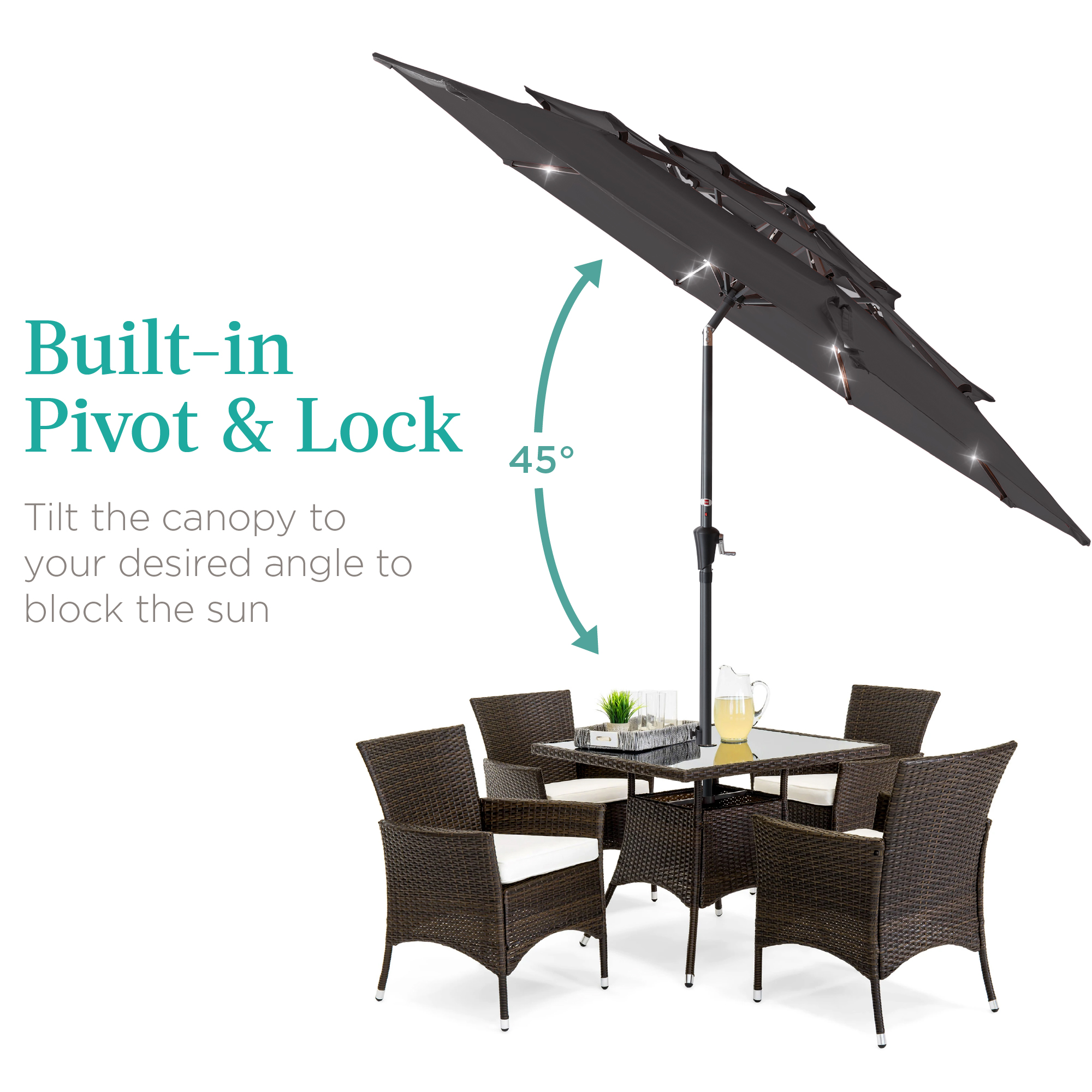 Best Choice Products 10 Ft Solar LED Patio Umbrella Gray photo 4