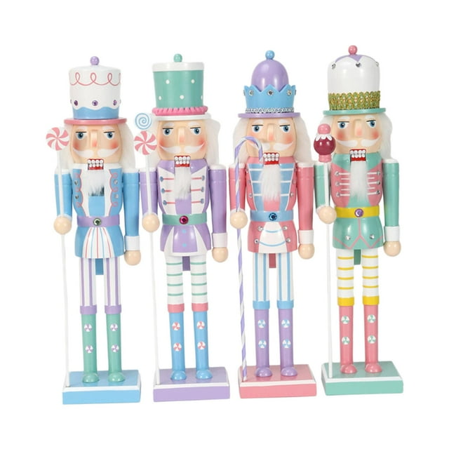4Pcs Christmas Nutcracker Ornaments Collectibles Desktop Crafts Cartoon Statues M