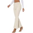 thumbnail image 4 of INSPIRE CHIC Faux Leather Casual Pant for Women's High Waist Bell Bottom Flared Long PU Trouser L White, 4 of 6