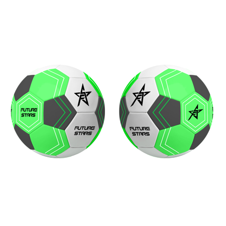 Future Stars Super-Star Soccer Ball & Pump - Size 5 - Green & Black - Designed for all players 1+ Unisex