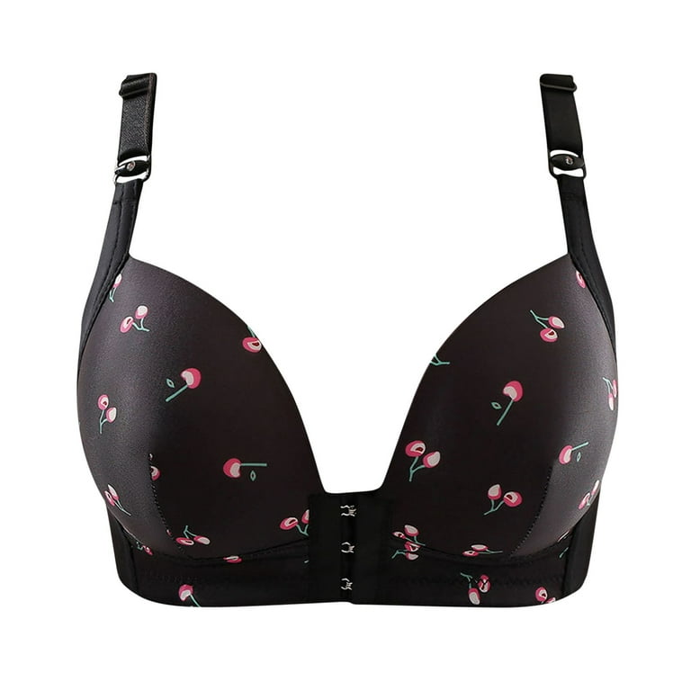 SELONE Bras for Women Push Up No Underwire Plus Size Front Closure Clip Zip  Snap Hook Close Everyday Sagging Breasts Breathable Printing Thin Front  Buckle Adjustment Chest Shape No Rims Black M 