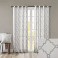 thumbnail image 5 of Fretwork Print Blackout Window Curtain, Grommet Top Window Curtain Panel for Living Room Bedroom, Scroll Geometric Fretwork Print Design Window Curtain Panel in Grommet Top, Ivory+Grey, 5 of 9