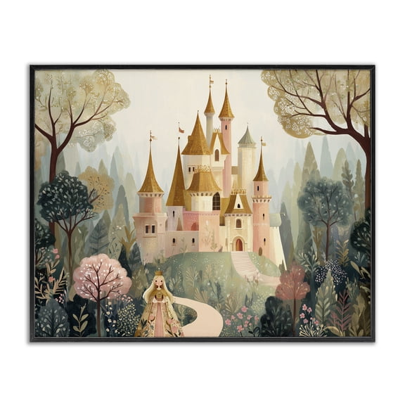 Stupell Industries Eclectic Whimsical Castle Path Black Framed Giclee Art, 14 x 11, by Christine Simpson Art