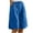 Blue, variant on WIZUTIZ Women Bermuda Shorts Long Wide Leg Leisure Active Baggy Shorts High Waist Solid Shorts Knee-Length with Pockets Pleated Button Shorts for Lady Stretch Clubs Black Linen