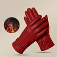 thumbnail image 2 of UJNDER Ladies' 2025 Autumn Winter Versatile Windproof Thick Cold Leather Gloves for Stylish Comfort Red, 2 of 4