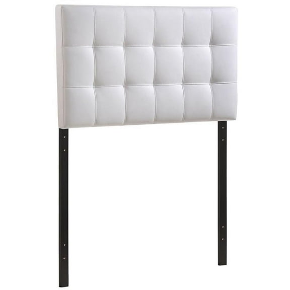 Modern Vinyl Twin Tufted Panel Headboard in White