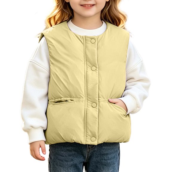 XYAIYT Fashion Kids Stand Collar Jacket Fall Winter Button Down Warm Coat with Pockets Girls Puffer Vest Outerwear