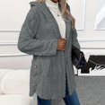 thumbnail image 6 of Tiweut Leisure Fleece Jackets for Womens Solid Color Long Sleeve Hooded Button Cardigan Cozy Coat Blouses Grey,2XL, 6 of 7