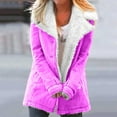 thumbnail image 2 of Zpanxa Winter Coats for Women, Winter Jacket Warm Sherpa Lined Jacket Composite Plush Button Lapel Snow Jacket Hooded Wool Outwear Coat Hot Pink S, 2 of 6