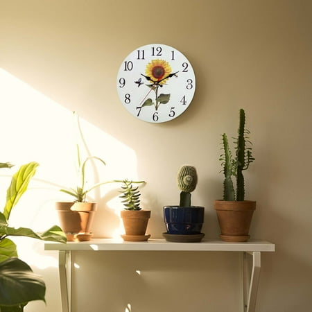 30Cm European Retro Rustic Sunflower Wall Clock Home Living Room Decoration Wall Clock D