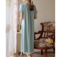 thumbnail image 3 of SWSMCLT Women's Cute Pajamas Long Nightgown Holiday Sleeping Vintage Classic Mid Cozy Elegant Pjs Calf Length Peacock Blue Small, 3 of 5