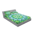 thumbnail image 2 of Ambesonne Mandala Fitted Sheet & Pillow Sham Set, Leaf Forms Nature, Full, Green Blue, 2 of 2